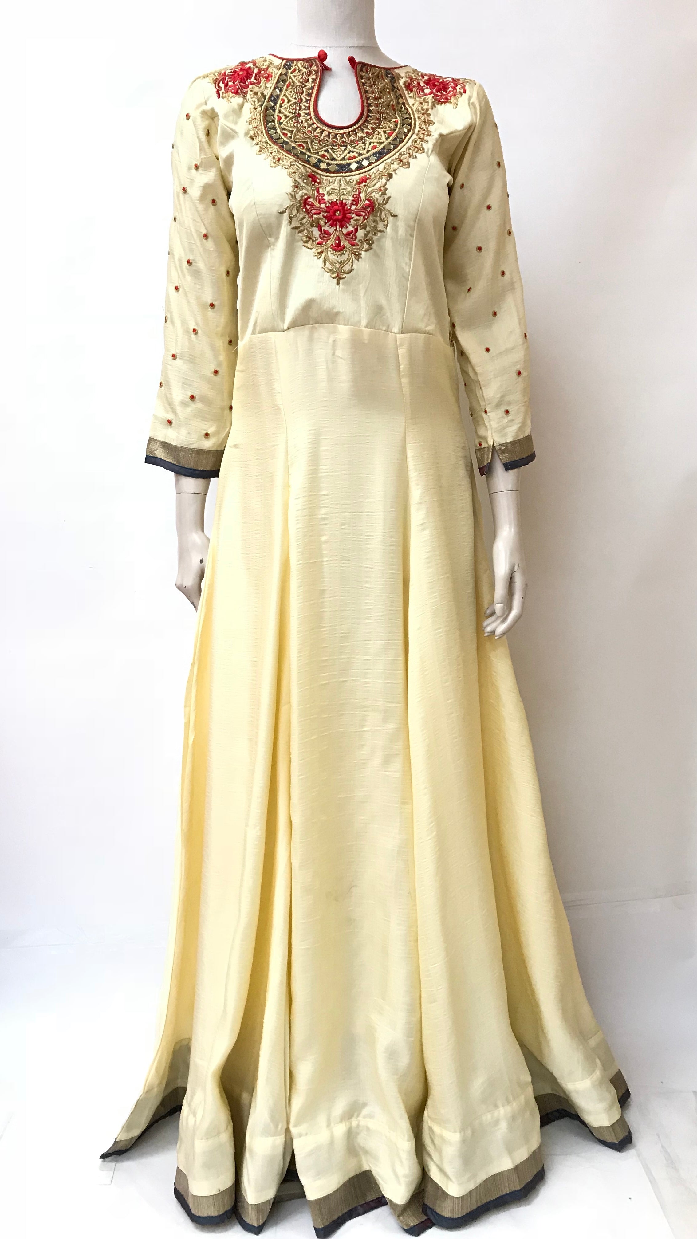 SILK Party-Wear Long Dress WITH BANARASI DUPATTA