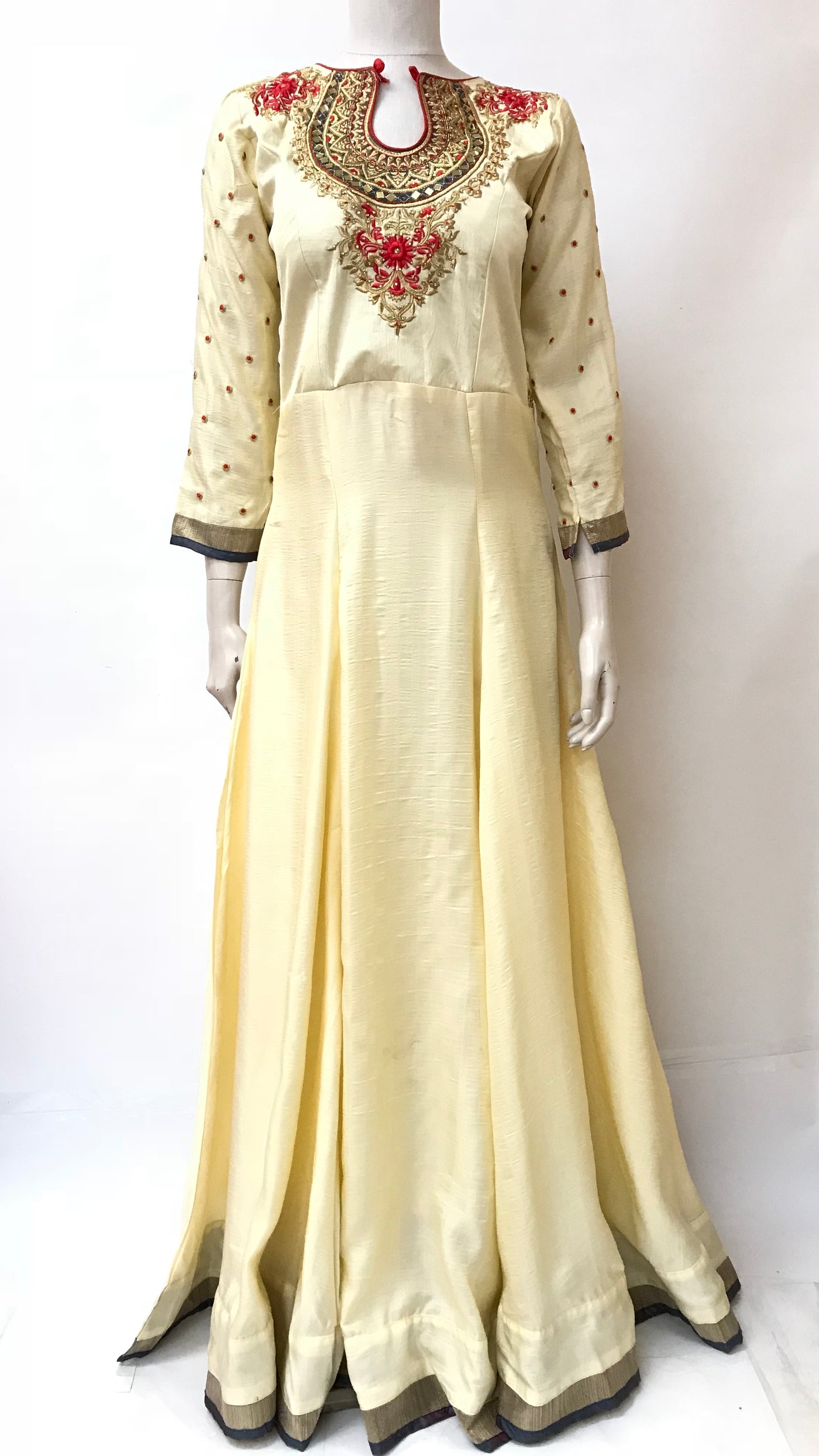 Premium Banarasi Silk readymade chiku color weaving gown. – ajmera-retail