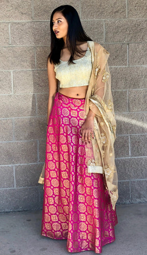 Banarasi Skirt-Pink