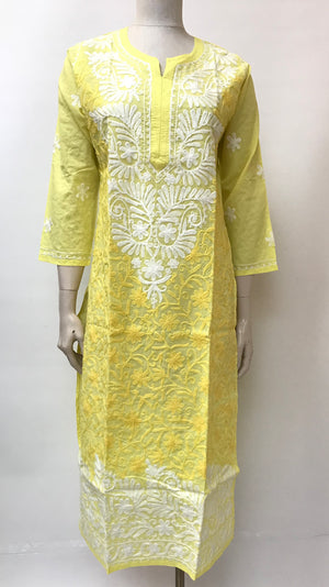 Chikhankari Embroidered Long Cotton Kurta