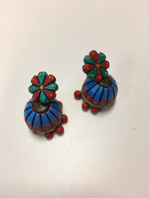 Handmade Terra Cotta Earrings - BlueRed, PinkBlack