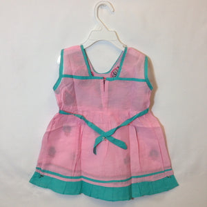 Girls Frock - Light Pink & Turquoise Green - 2