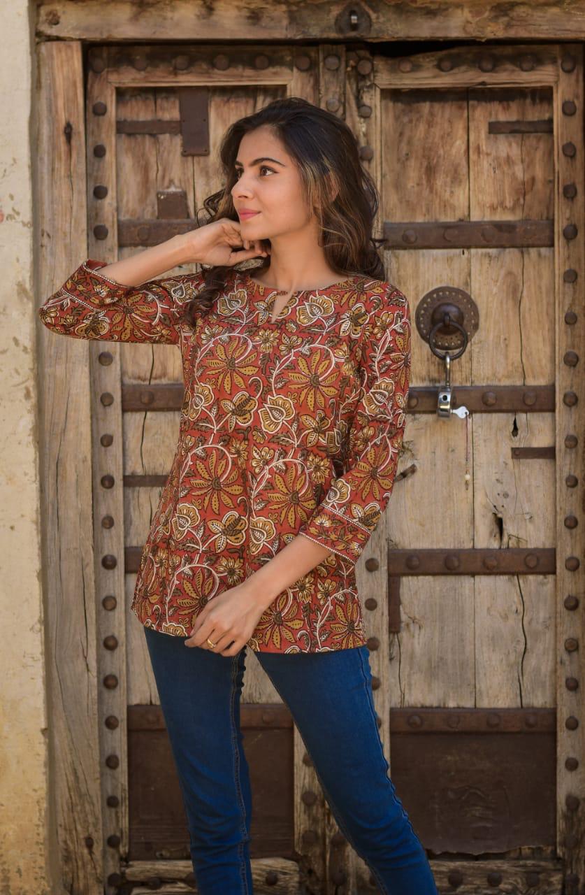 Cotton Block Print Top/Kurti