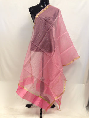 Chanderi Woven Silk Dupatta - Light Pink - 2