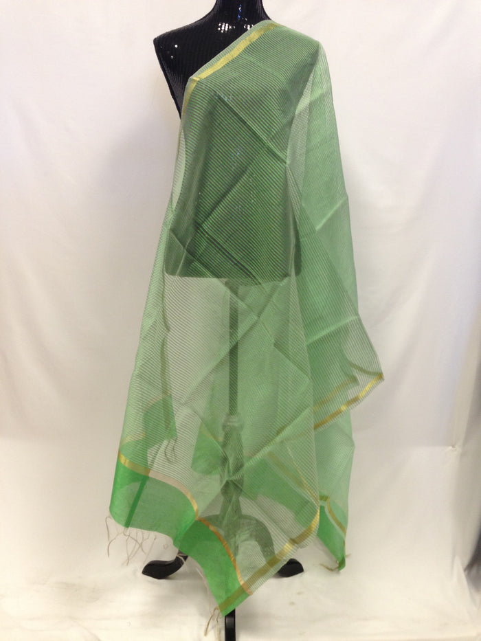 Chanderi Woven Silk Dupatta - Green