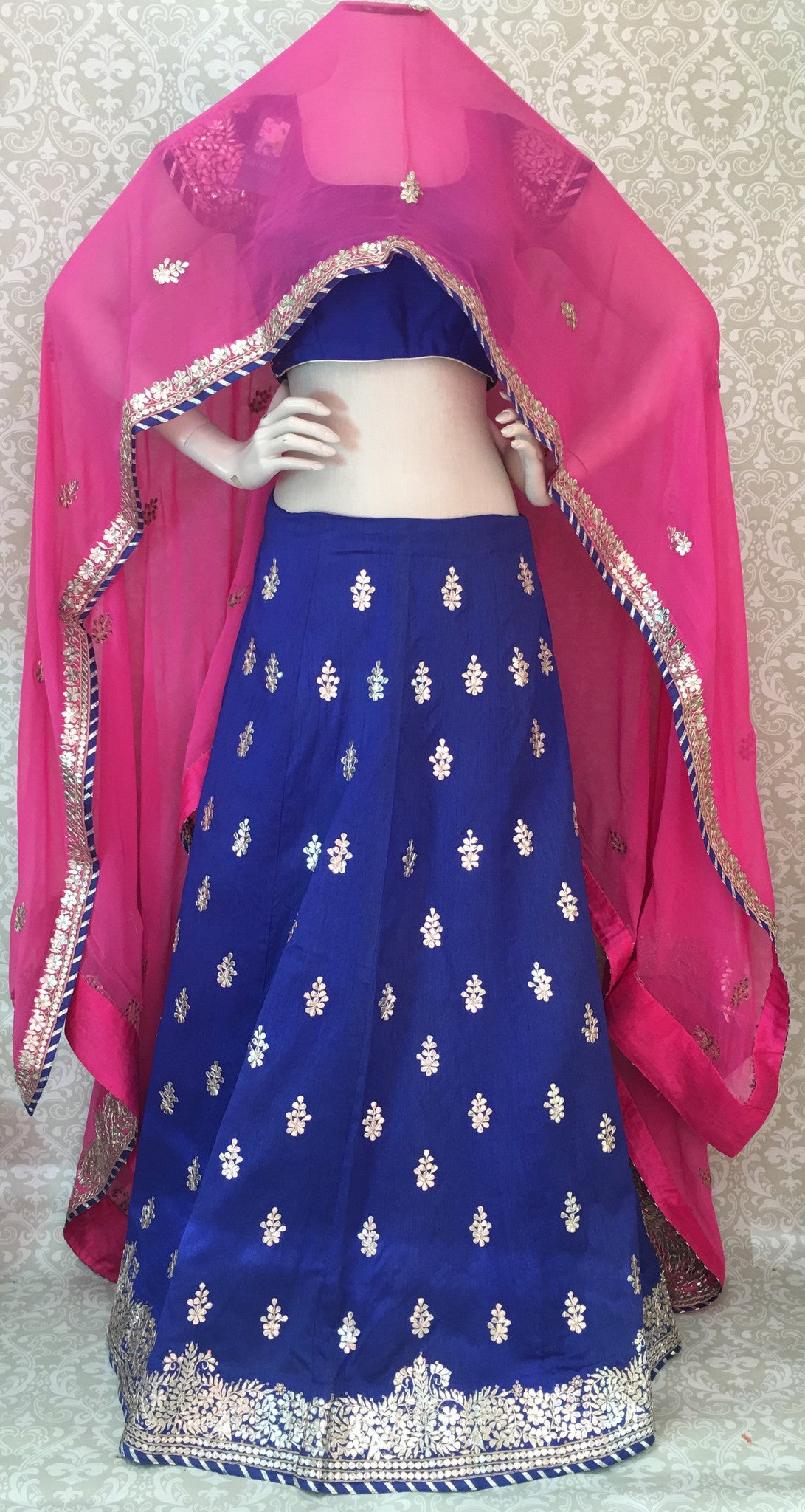 Bridal Silk Lehengha- Blue Pink - 1