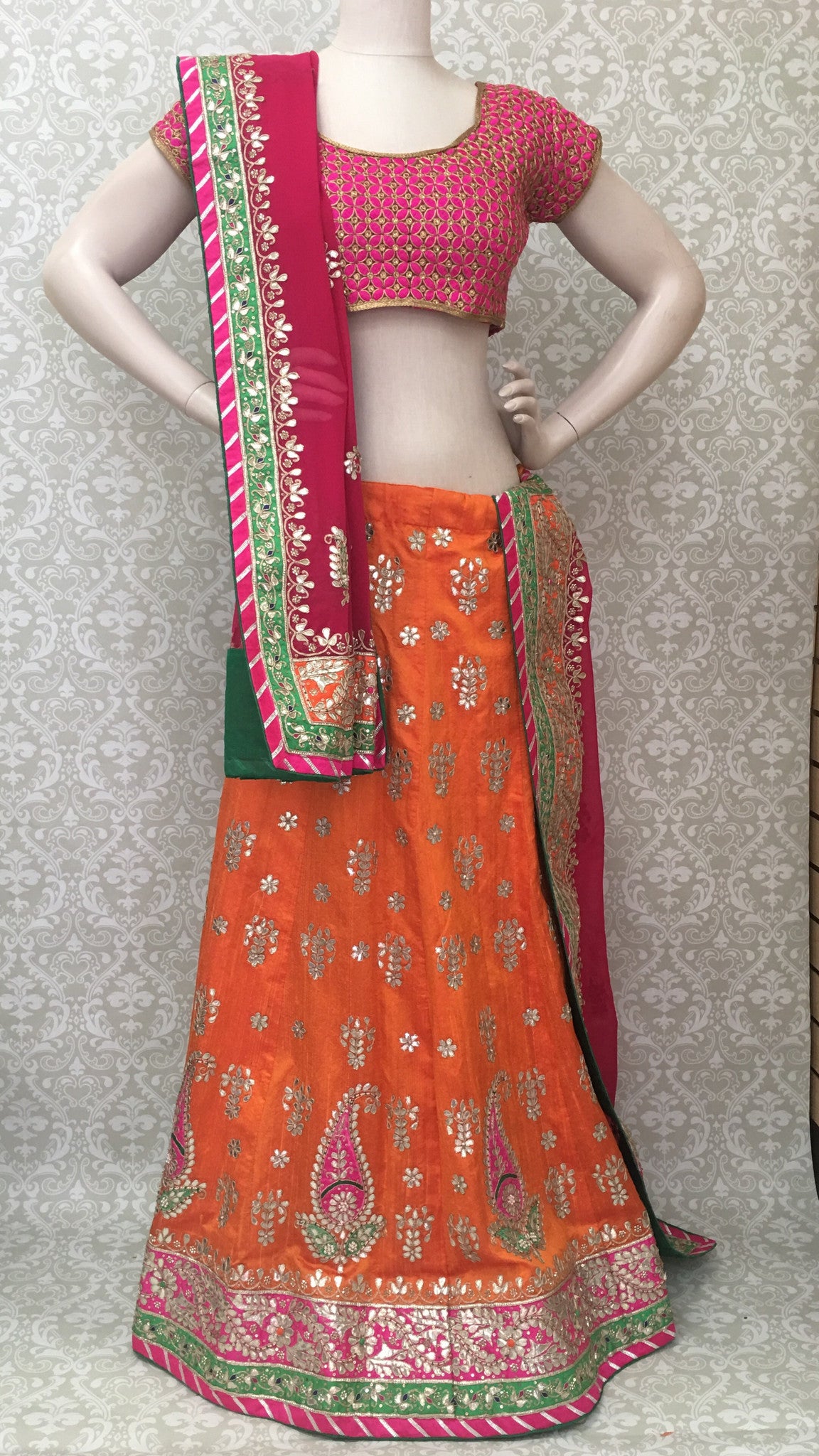 Silk Bridal Lehengha-Orange - 6