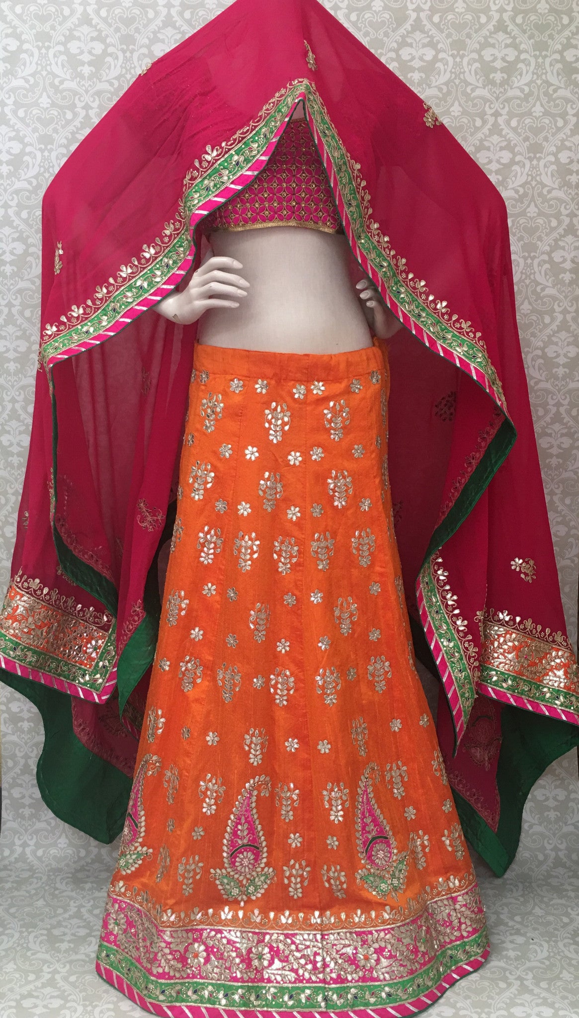 Silk Bridal Lehengha-Orange - 1