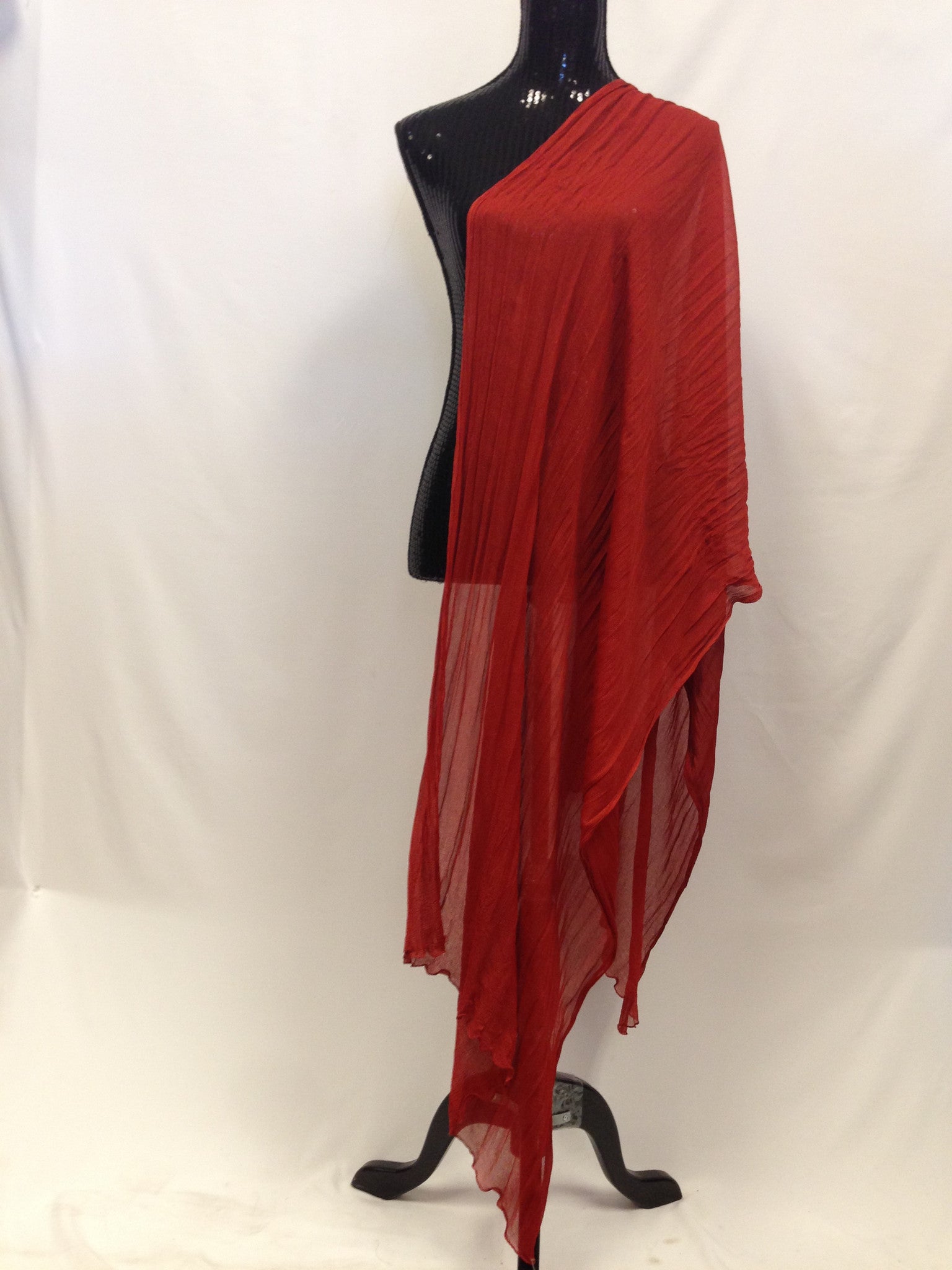 Crushed Cotton Dupatta - Red - Sarang