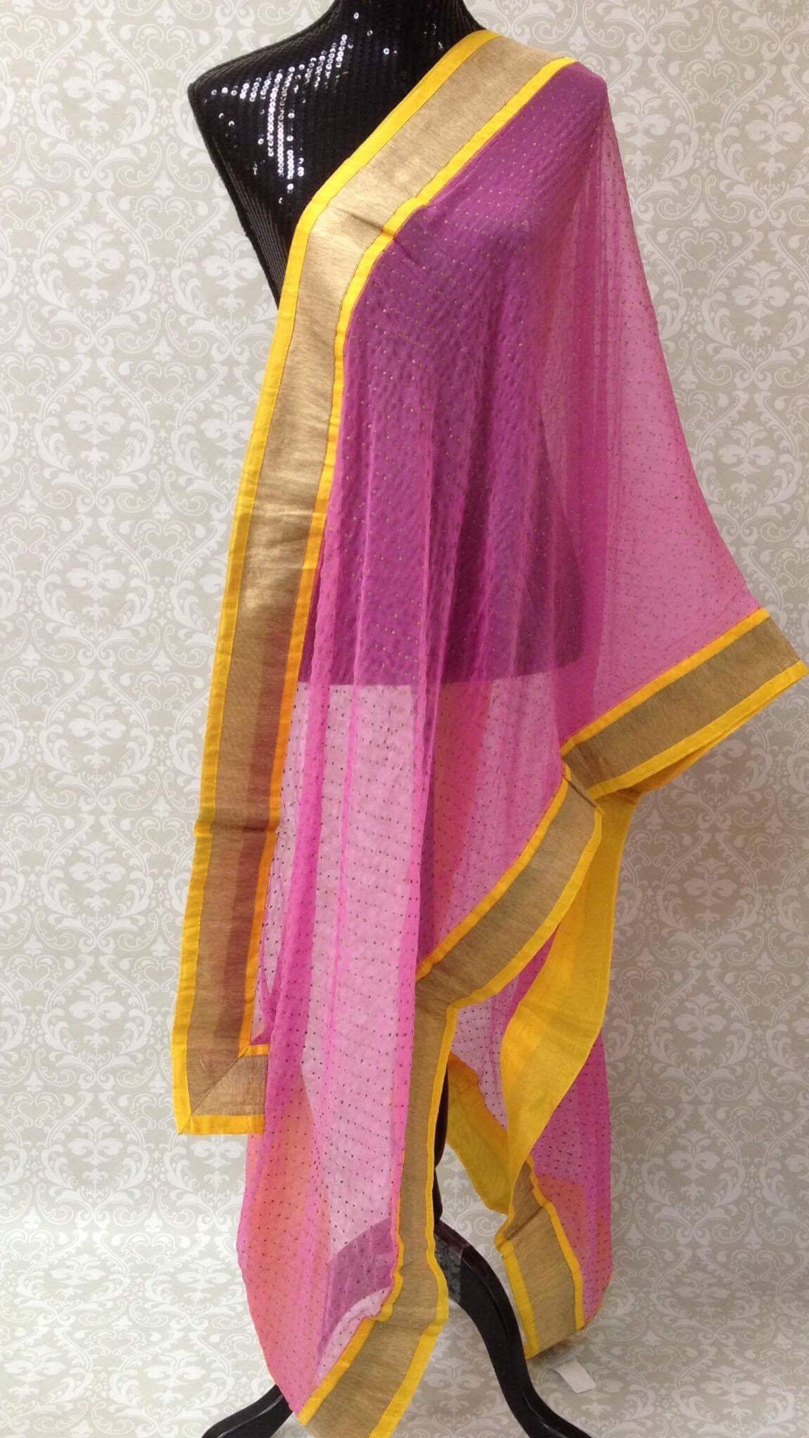 Chiffon Polka Dots Dupatta - Purple - 1