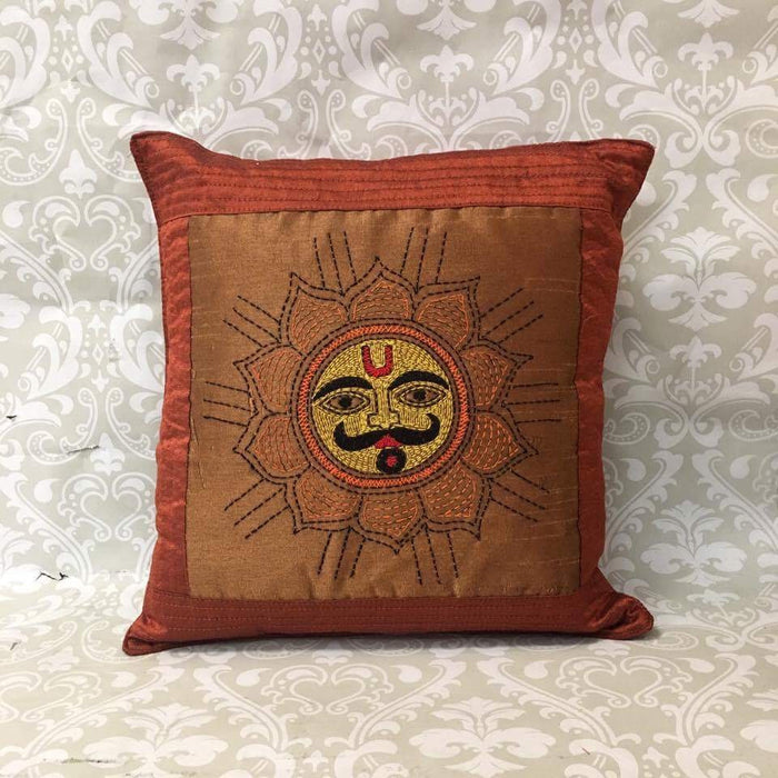 Single Silk Embroidered Pillow Cover