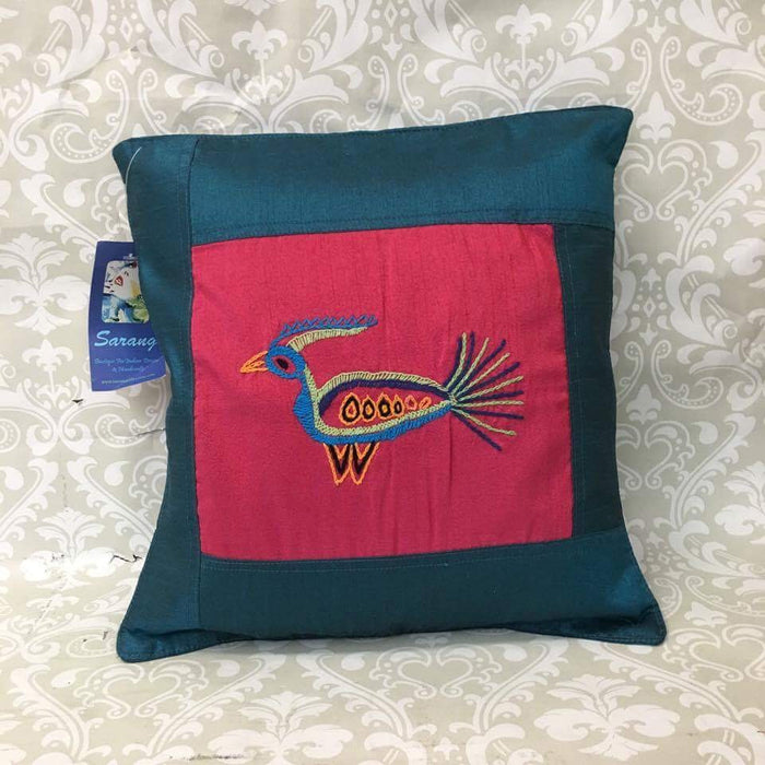 Single Silk Embroidered Pillow Cover