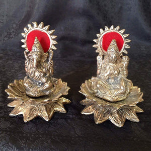 Oxidized - Laxmi Ganesh Sitting On Lotus - Sarang