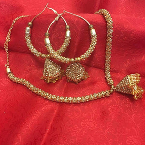 Gold Toned Stone Necklace - Sarang