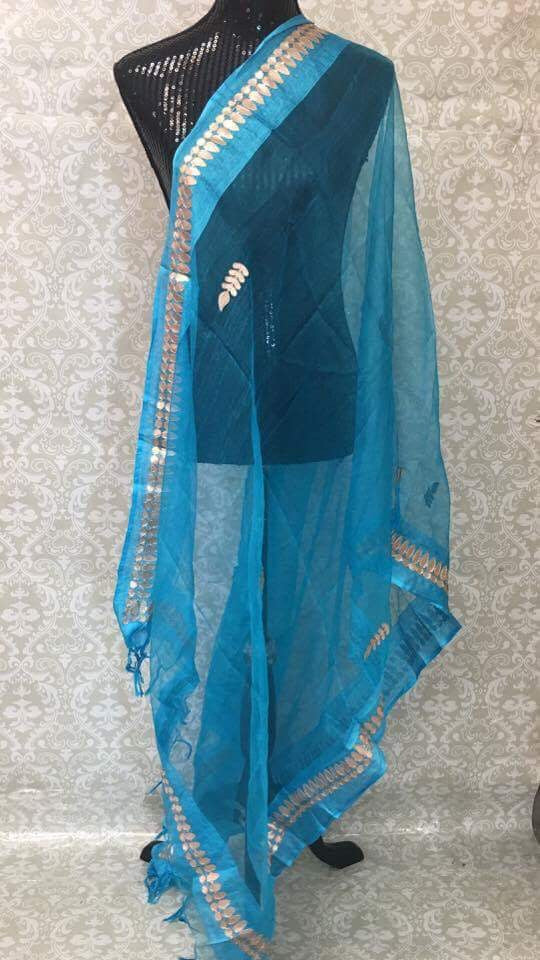 Gota Border Chanderi Silk Dupatta - Sarang