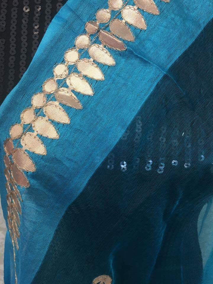 Gota Border Chanderi Silk Dupatta - Sarang