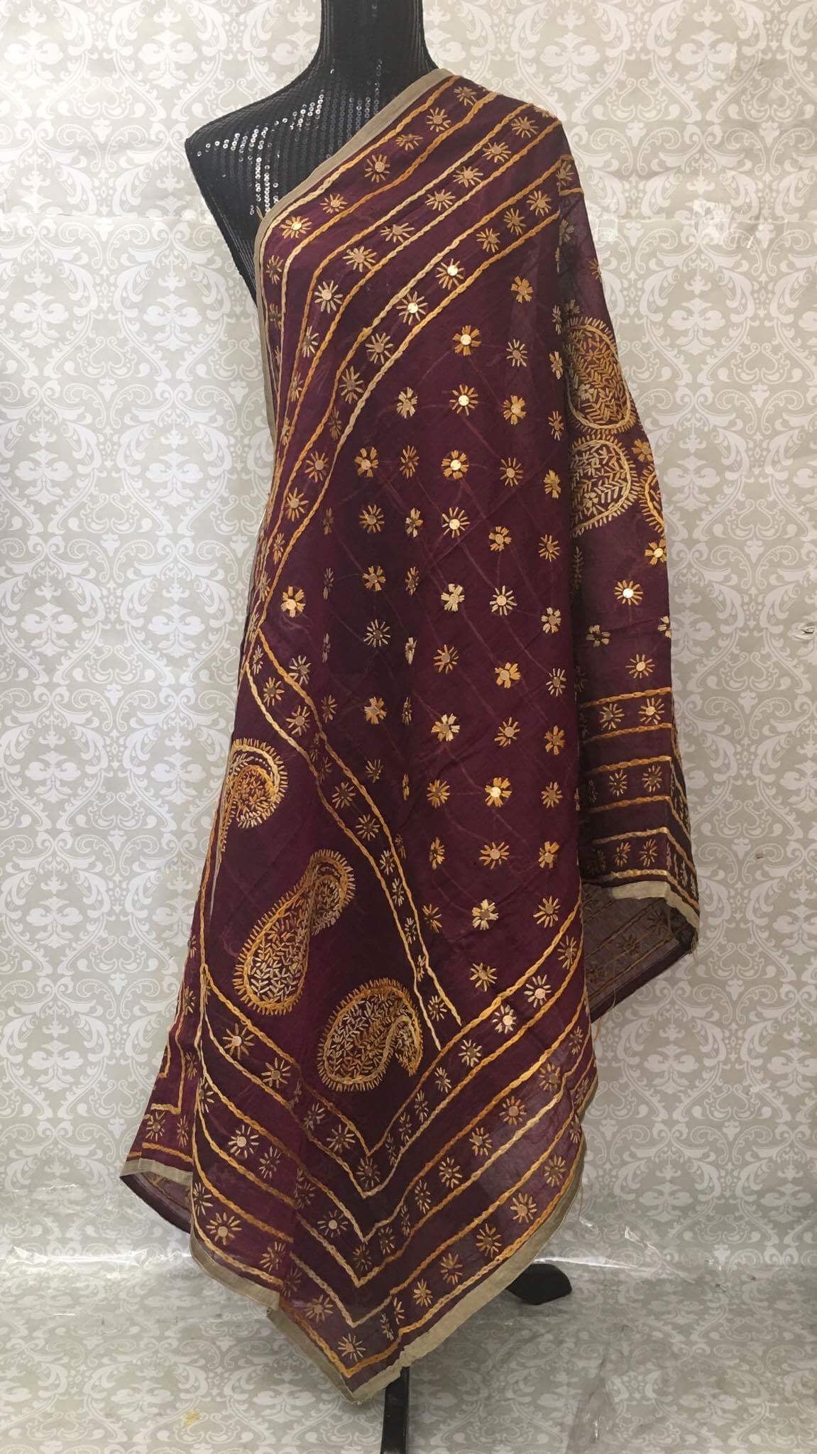 Chanderi Silk Phulkari Dupatta - Sarang