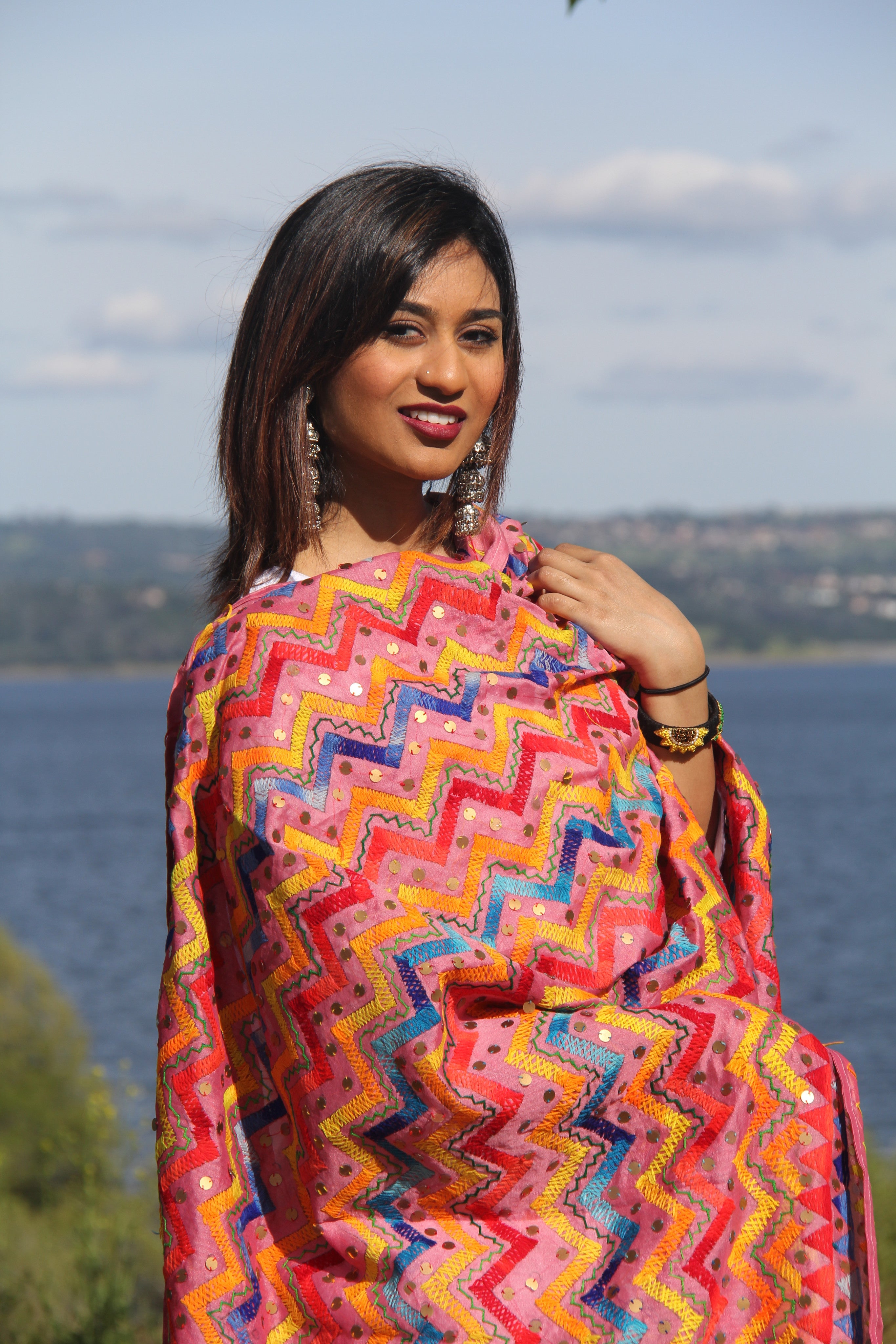 Phulkari Embroidered Dupatta - Sarang