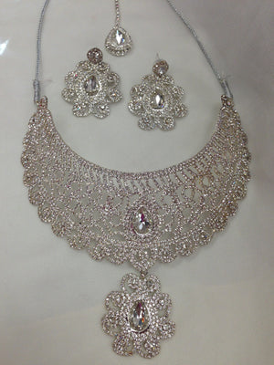 Semi Diamond Bridal Set - Silver - Sarang