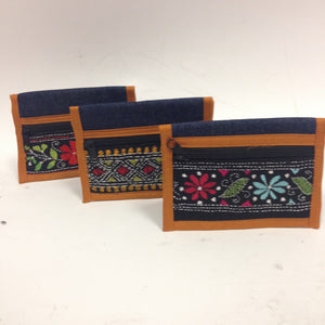 Mini Denim embroidered clutches