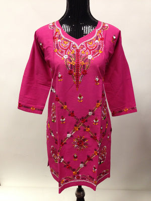 Hand embroidered Kurta  - Pink - Sarang