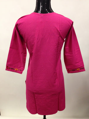 Hand embroidered Kurta  - Pink - Sarang