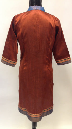 Long Silk Kurta - Burnt Orange - Sarang