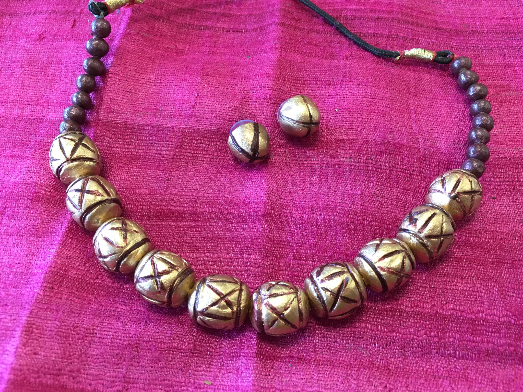 Handmade Terracotta/Clay Jewelry - Golden - Sarang