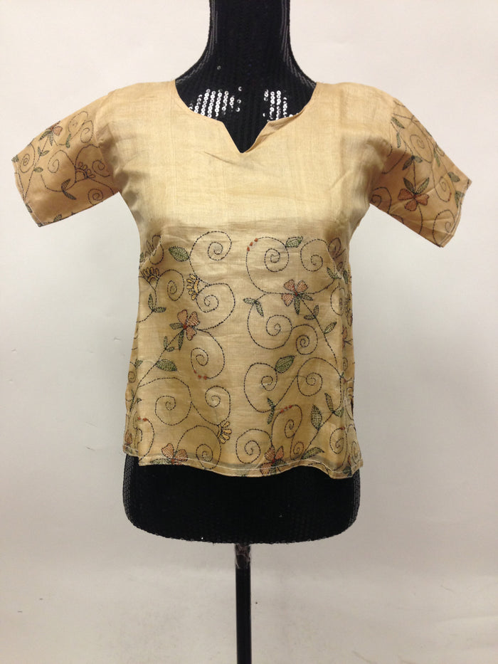 Tussar Silk Short Kurta-beige
