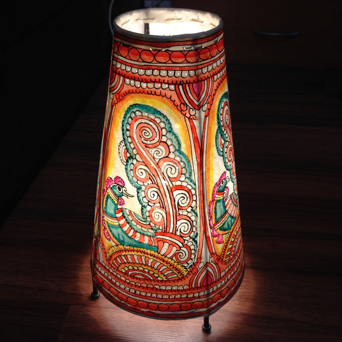Hand Painted Small Peacock Leather Lampshade