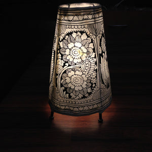 Hand Painted Small Peacock Leather Lampshade - 1