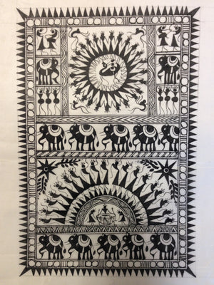 Frameable Warli Art Painting On Silk - 4