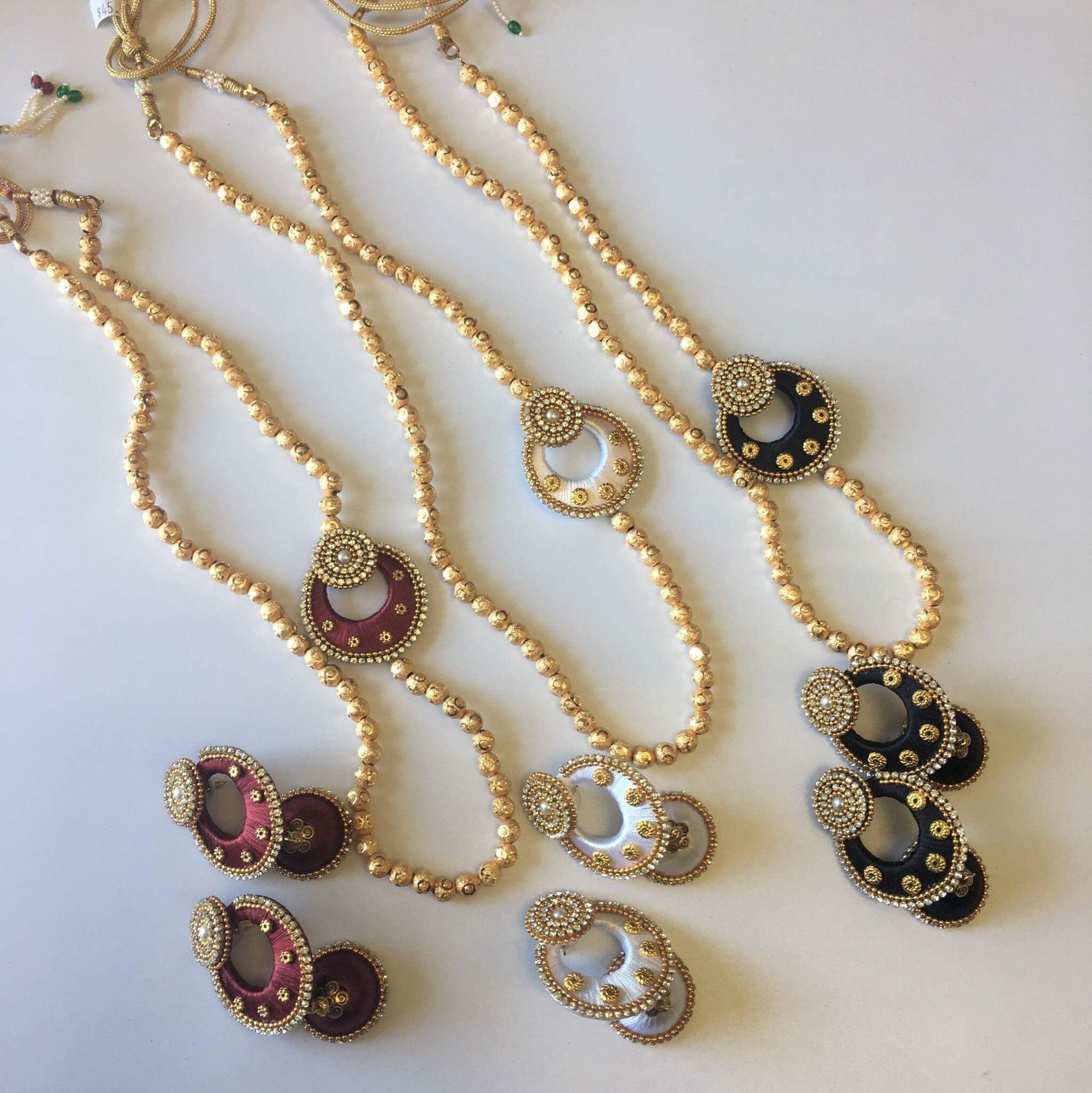 Silk Thread Necklace Set - Sarang