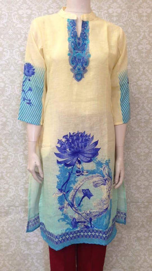 Linen Embroidered Kurta - Sarang