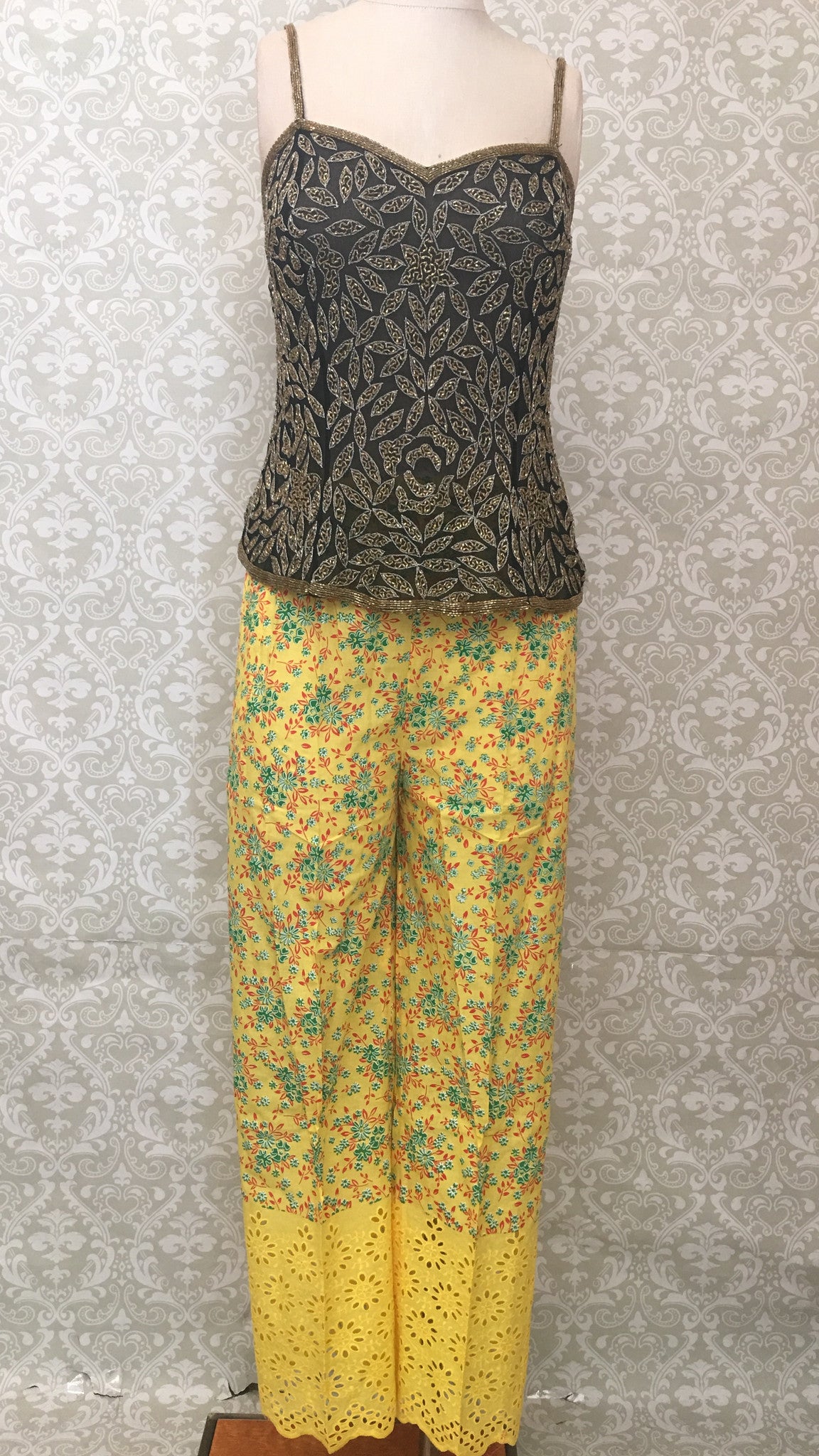 Cotton Printed Chikankari Palazzo - Sarang
