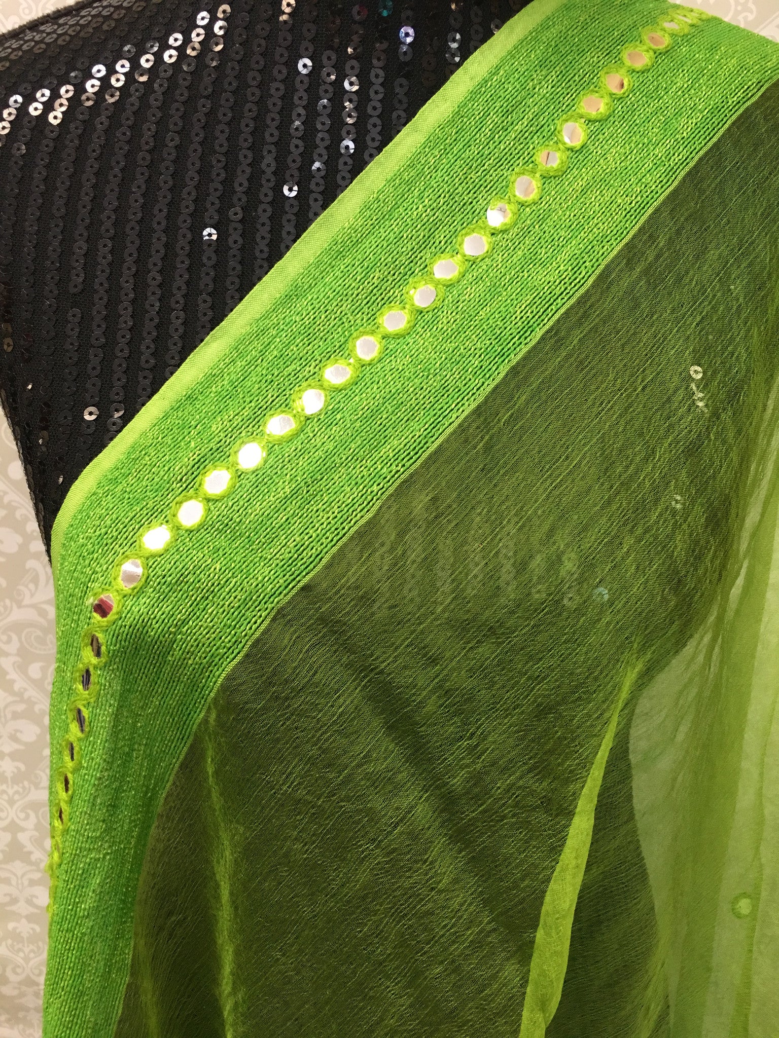 CHANDERI SILK MIRROR BORDER DUPATTA - Sarang