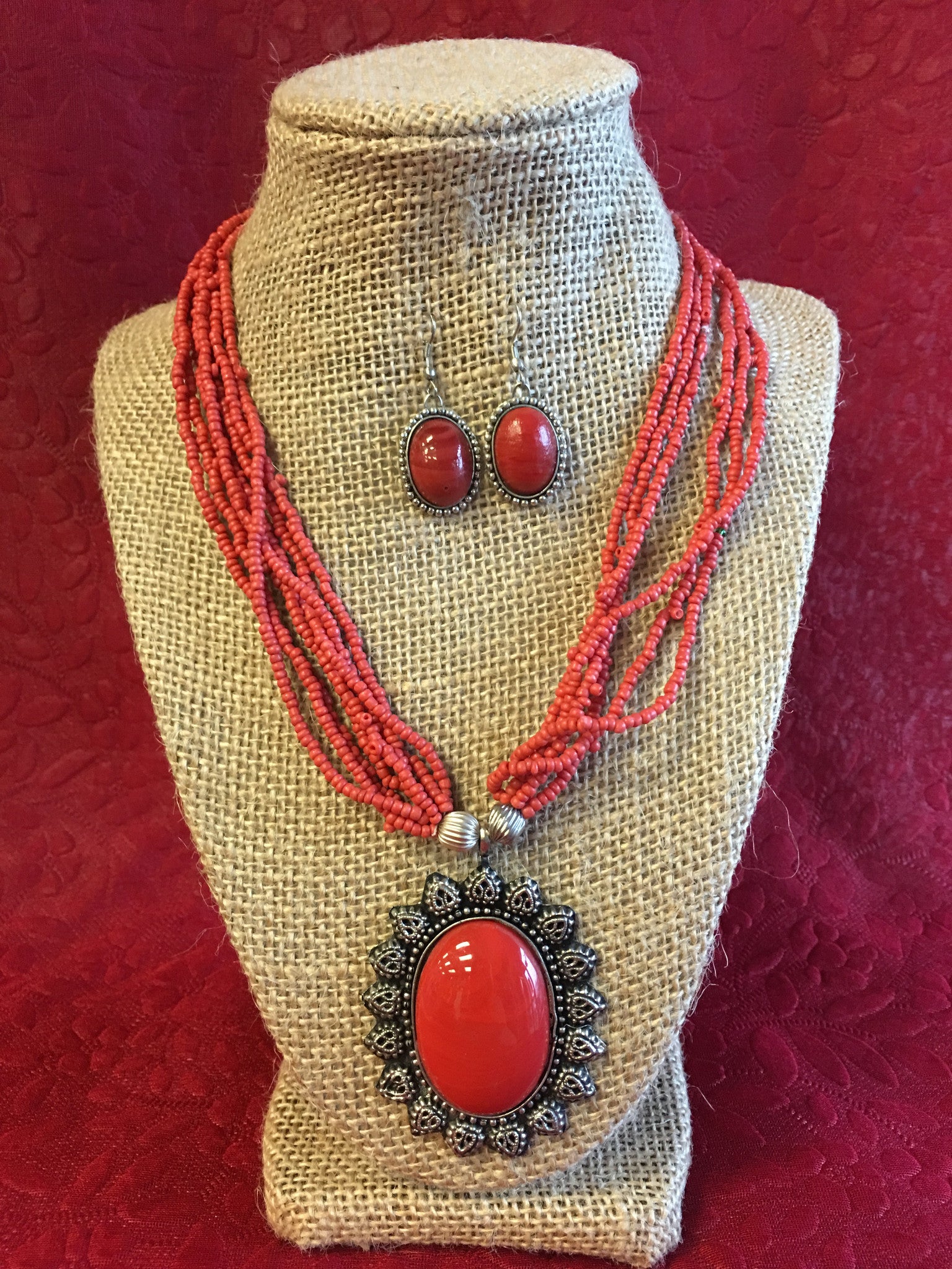 Beaded Long Necklace Set - 4