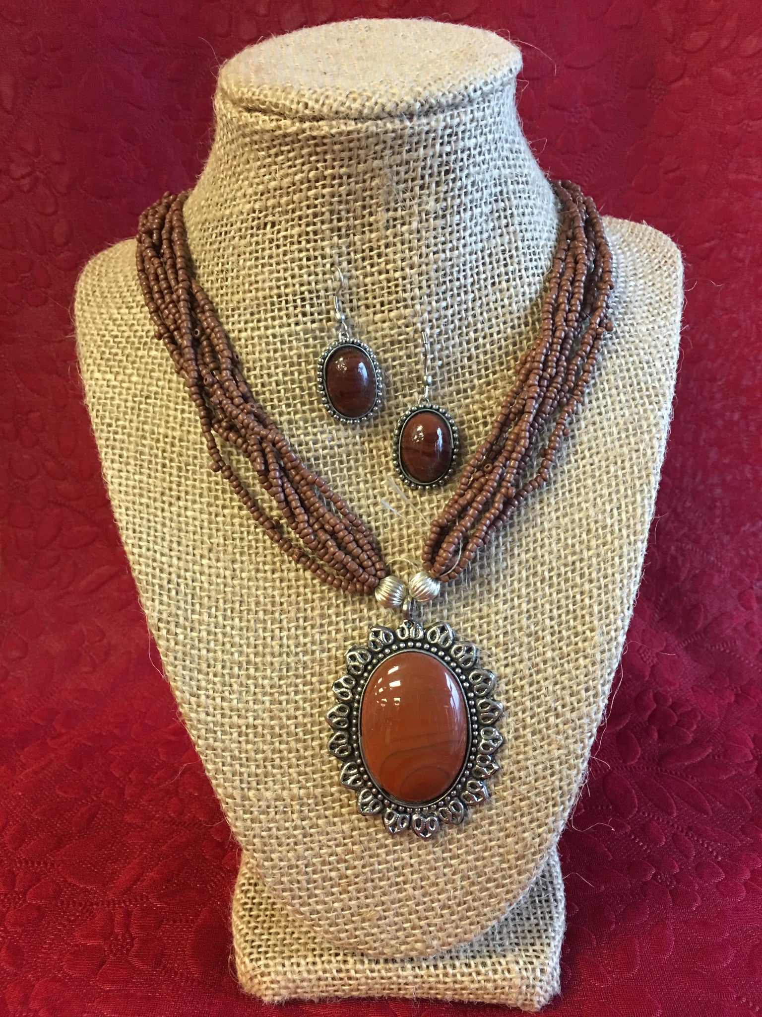 Beaded Long Necklace Set - 8