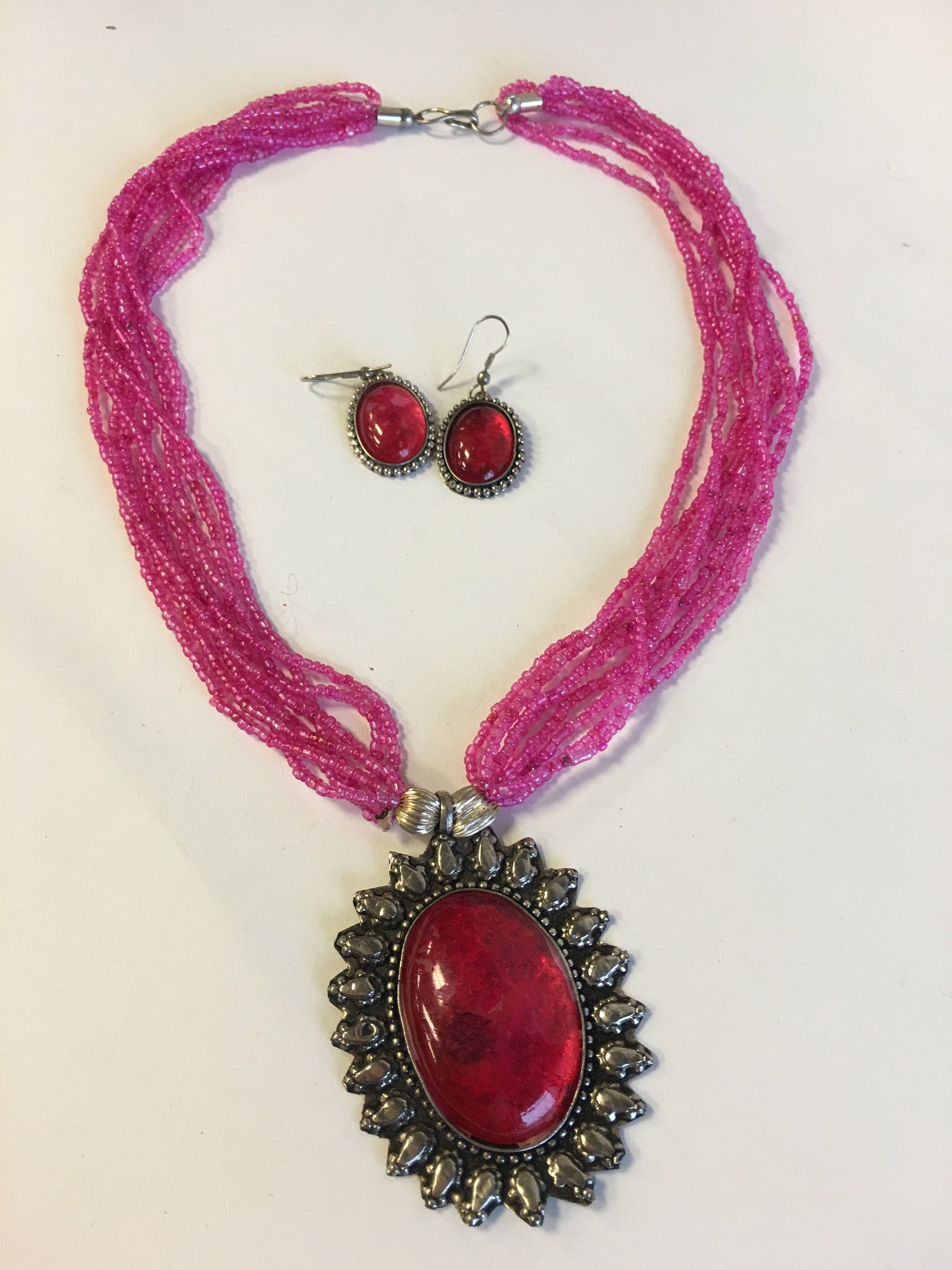 Beaded Long Necklace Set - 15