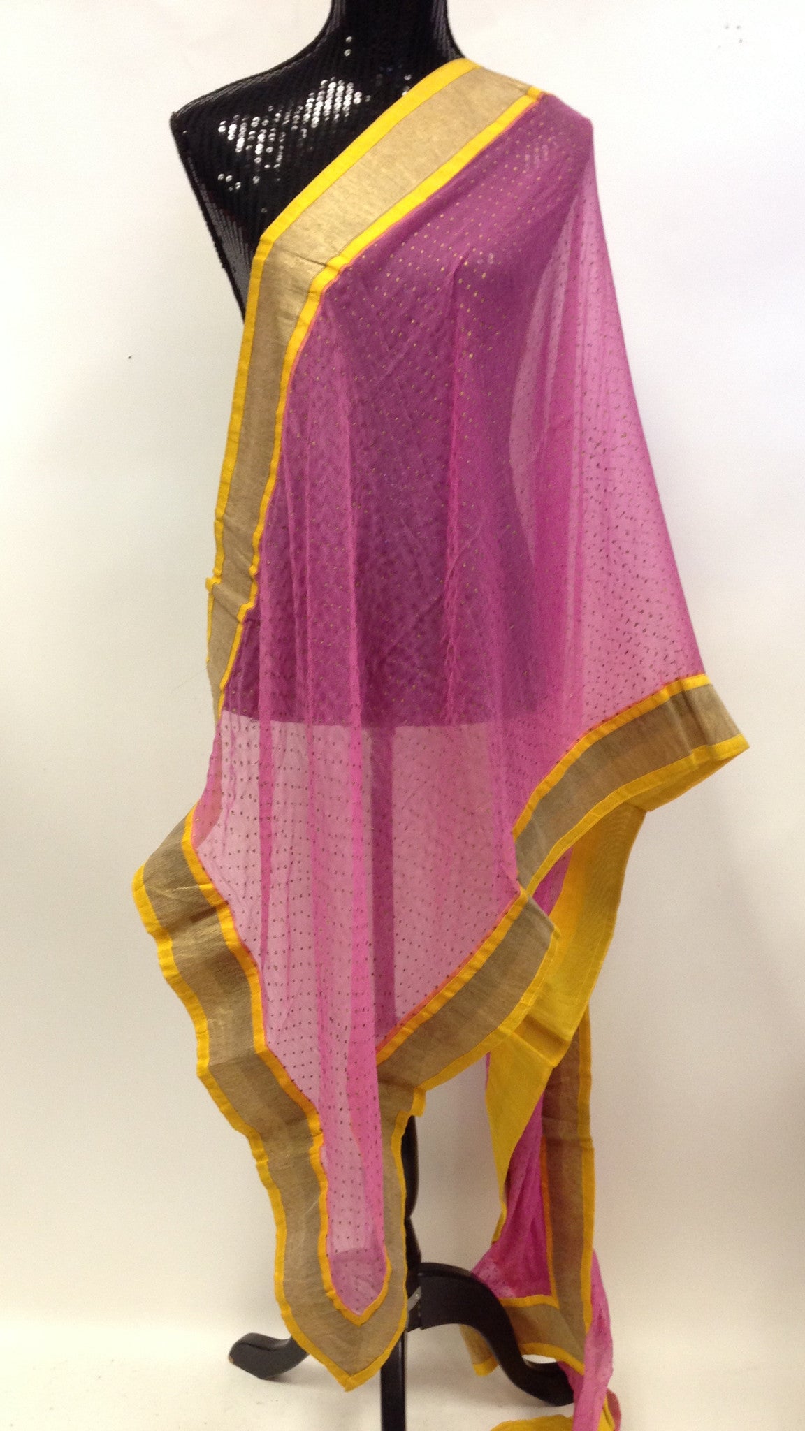 Chiffon Polka Dots Dupatta - Purple - 2