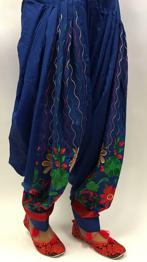 Patiala with embroidery work - Blue - 1
