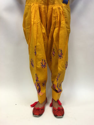 Patiala with embroidery purple embroidery - Yellow - 2