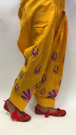 Patiala with embroidery purple embroidery - Yellow - 1
