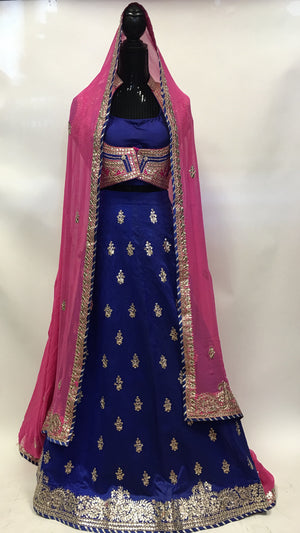 Bridal Silk Lehengha- Blue Pink - 5