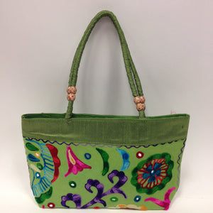 Handmade Traditional Kutchi Embroidery Work Handbag - Red, Pink, Yellow & Green - 6