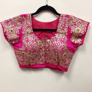 Silk Gottapati Designer Handmade Blouse - Pink - 1