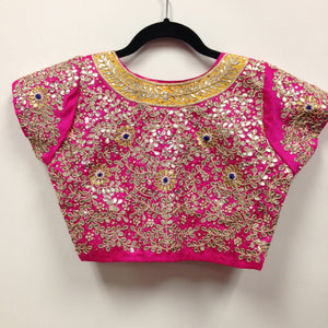Silk Gottapati Designer Handmade Blouse - Pink - 2