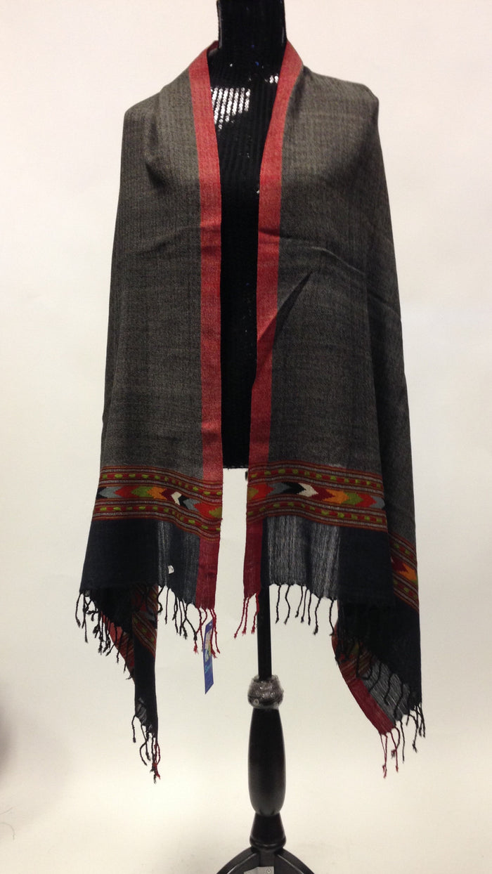 Kullu Handmade/Handloom Wool Shawl/Stole Large Wrap Scarf Throw/Woolen Blanket-Grey