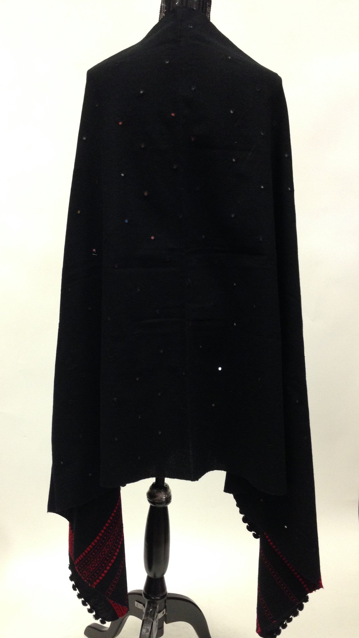 Gujarati Hand Embroidery Shawl - Black - 2