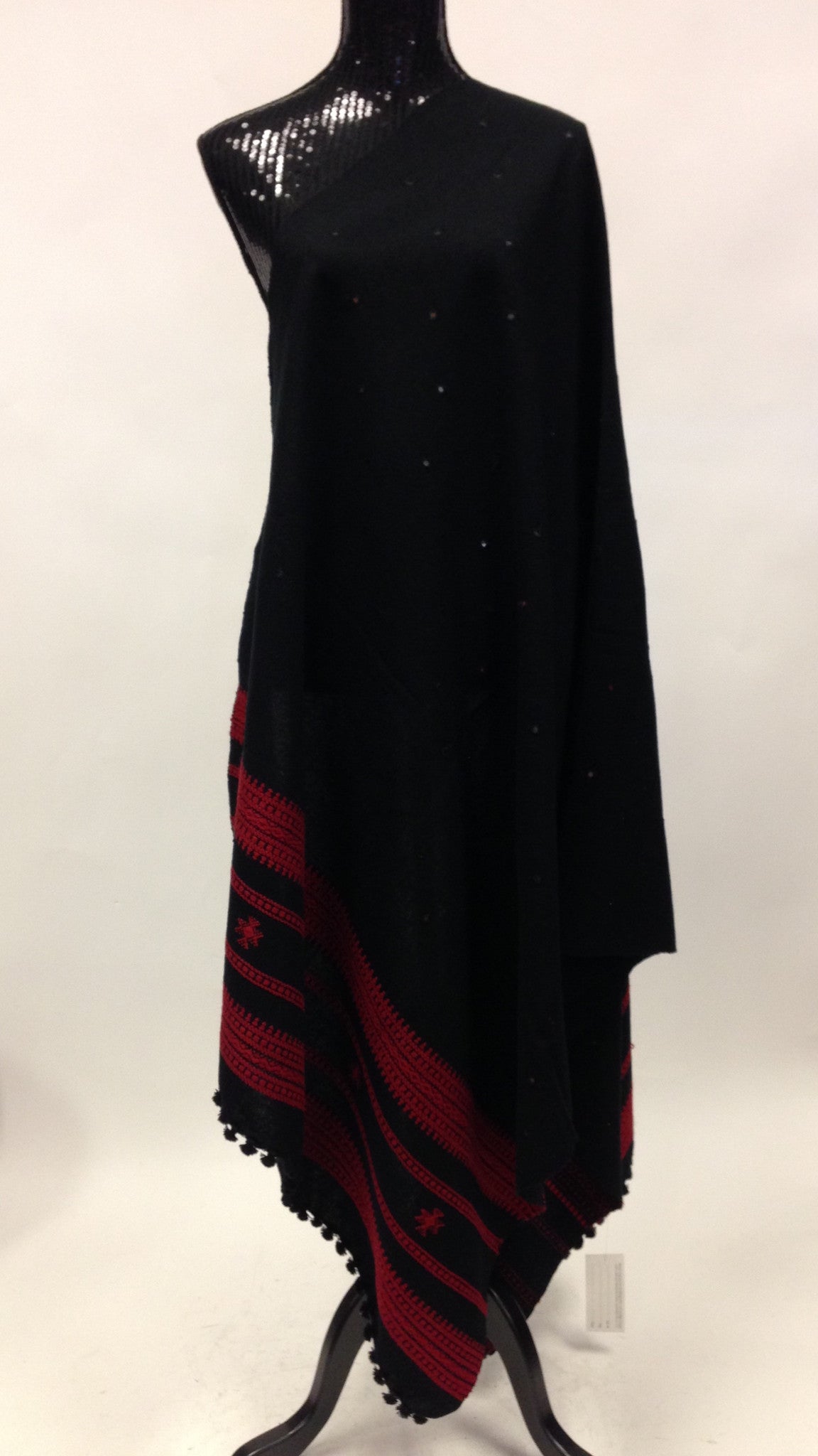 Gujarati Hand Embroidery Shawl - Black - 1